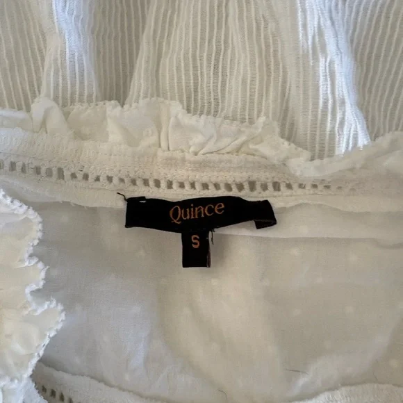 Quince White Organic Textured Cotton Peasant Blouse - Picture 10 of 13